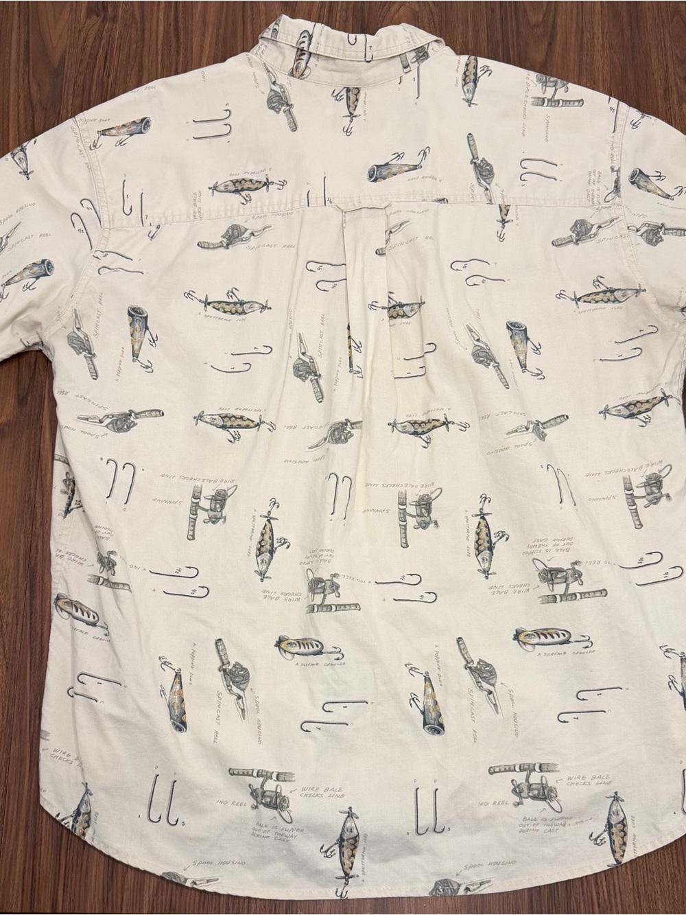 Vintage Woolrich Cream Fishing Lure Print Shirt - Picture 7 of 9